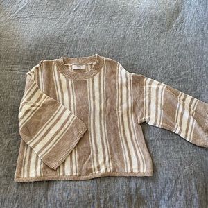 White and tan striped light weight sweater